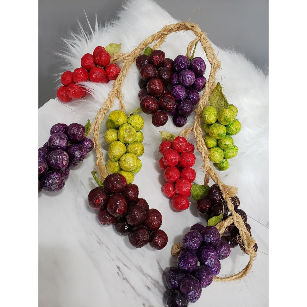 Paper Mache Grapes Garland kitchen decor tuscan 90s grapevine old‎ world wine